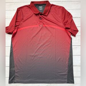 Oakley Mens XL Golf Polo Red Black Performance Shirt Athletic Regular Fit